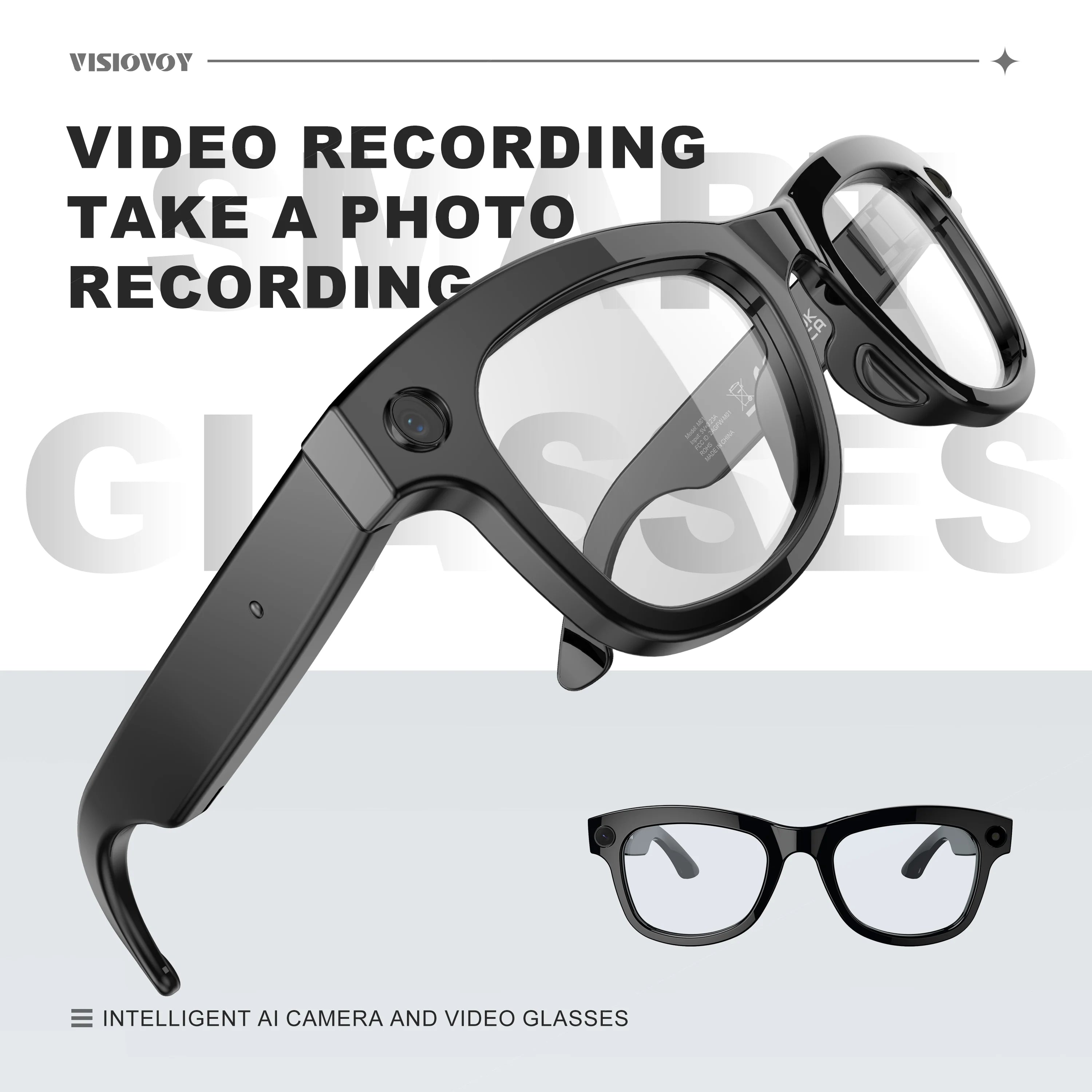 Trending AI Translation Camera Glasses Smart Wearable Headset for Hands-Free Video Recording and Photography Sunglasses
