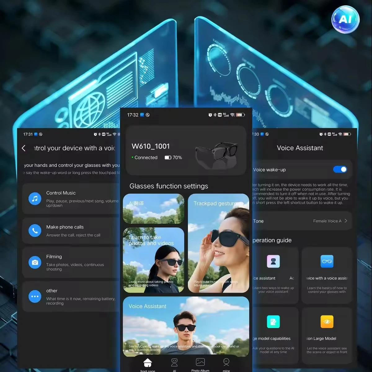 Smart Glasses with Bluetooth Calling, 8MP 8K Camera, Wi‑Fi Transfer, AI Audio Recording