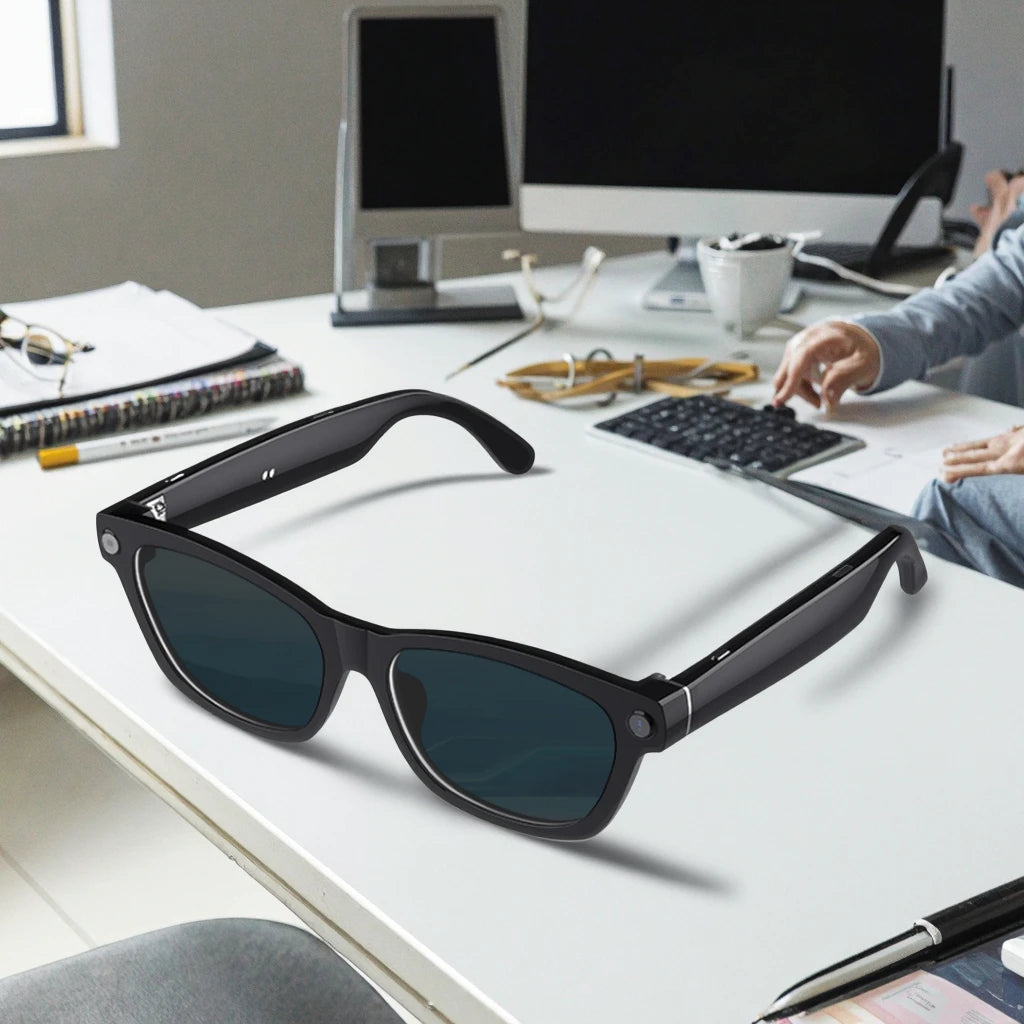 AI Smart Glasses with Camera Recording 4GB IP65 1080P Video Audio AI Chat Translation BT Call Music Wifi Transfer V03 Sunglasses