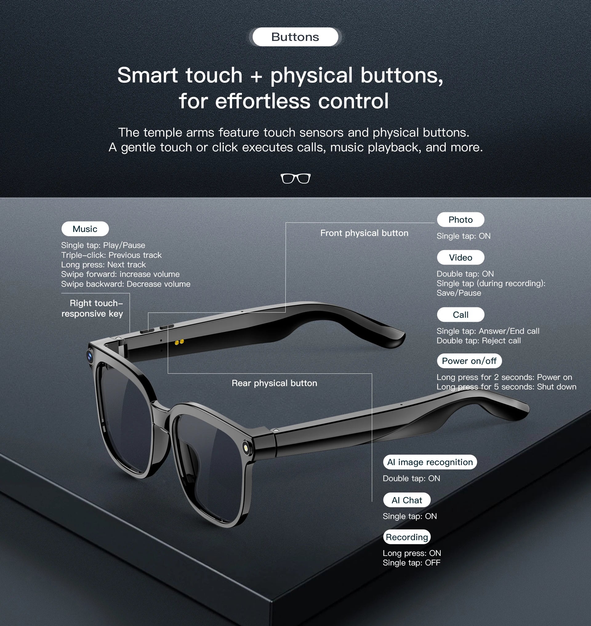 VALDUS 2026 M02s Smart Photography Sunglasses Voice BT Call Recording AI Translation Waterproof Design Glasses Factory