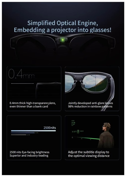 Hands-Free AI Micro-Led Glasses with Waveguides for Travel Offline Translation & GPS Navigation AR Hardware Product