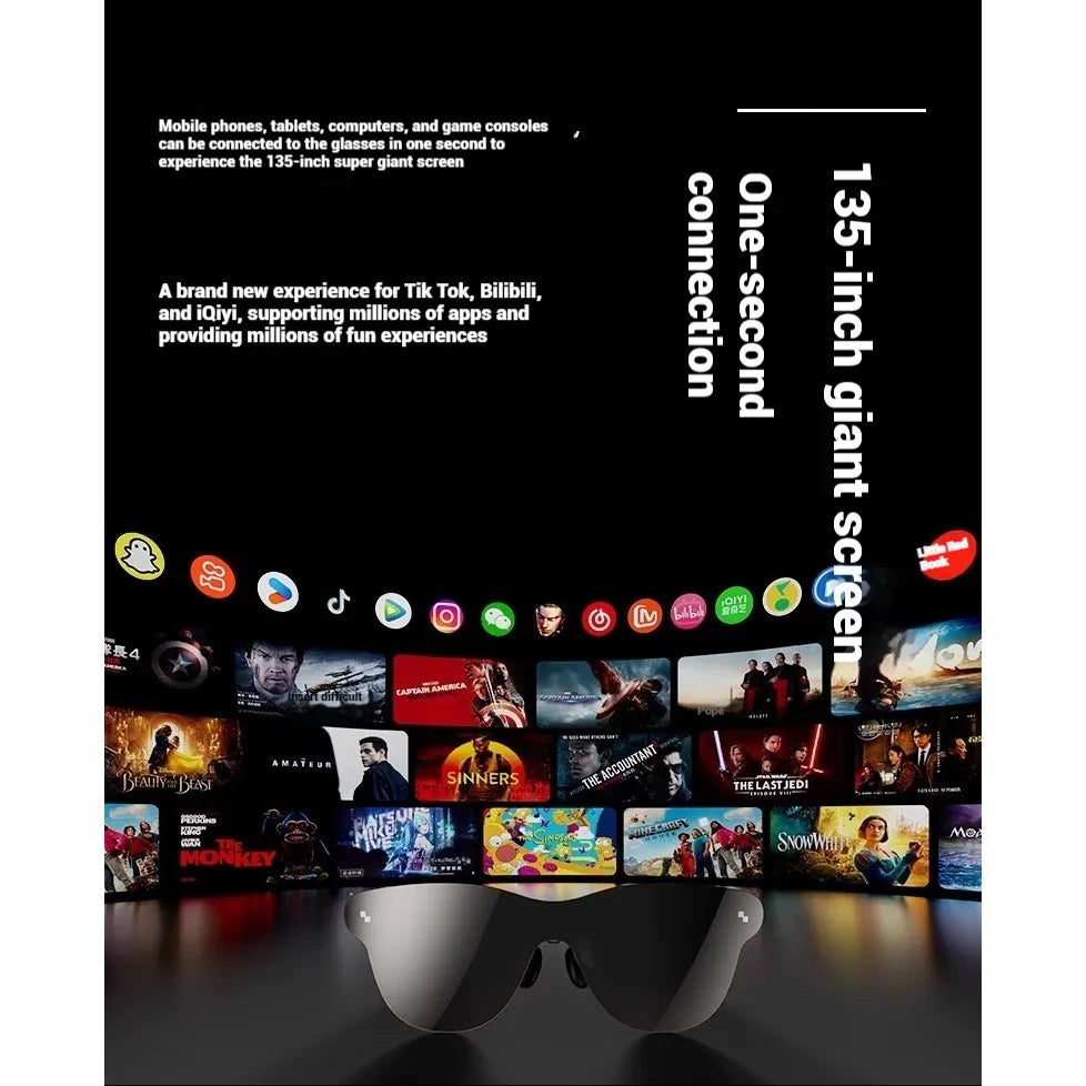 2026 RayNeo Air 3S Pro - Smart AR Glasses HD Movie Viewing 3D 135-inch Screen 1200 Nits High Brightness