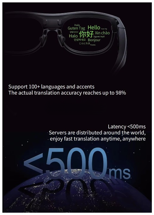 Hands-Free AI Micro-Led Glasses with Waveguides for Travel Offline Translation & GPS Navigation AR Hardware Product